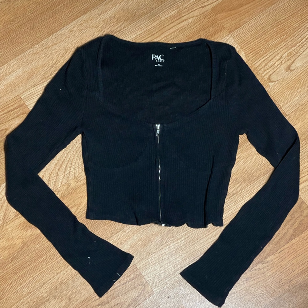 PacSun Black Ribbed Long Sleeve Top
